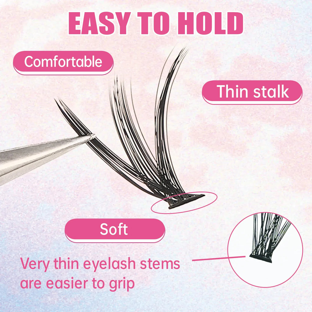 LASHVNNA Lash Clusters Kit With Waterproof Strong Hold DIY Lash Extension Kit Lash Bond And Seal And Eyelash Tweezers Makeup