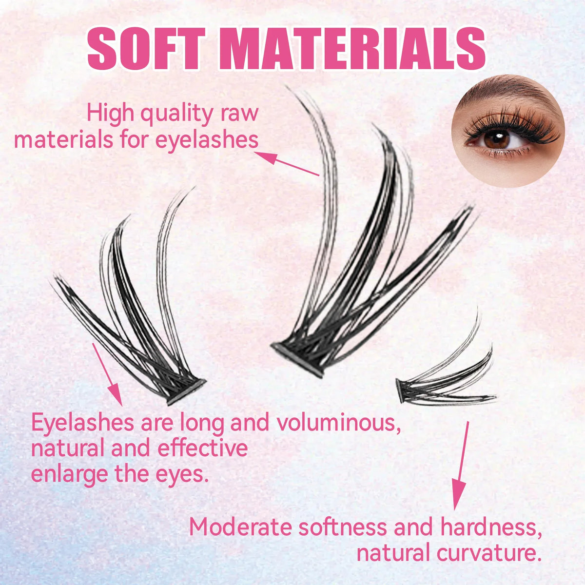 LASHVNNA Lash Clusters Kit With Waterproof Strong Hold DIY Lash Extension Kit Lash Bond And Seal And Eyelash Tweezers Makeup