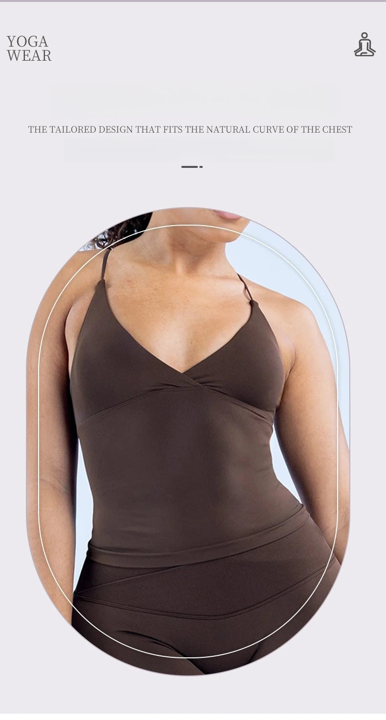 Women Seamless Cross Sports Vest Gym Yoga Tops with Padded  Sexy Backless Workout Fitness Camisole Running Sports Tops Summer